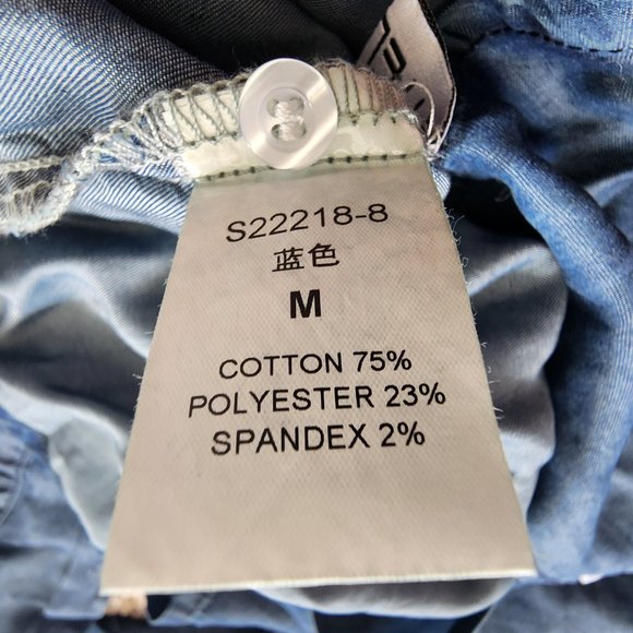 Women's Dark Blue Button Up Cotton Long Sleeve Lightweight Denim Shirt Size M - Picture 8 of 9